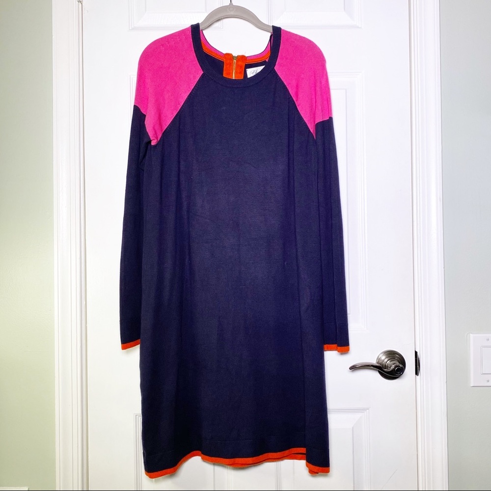 Eliza J Pink and Navy Long Sleeve Dress